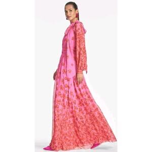 Sachin & BabiVera floral-print chiffon gownPink Red Floral Naxi Dress Sz 0 XS